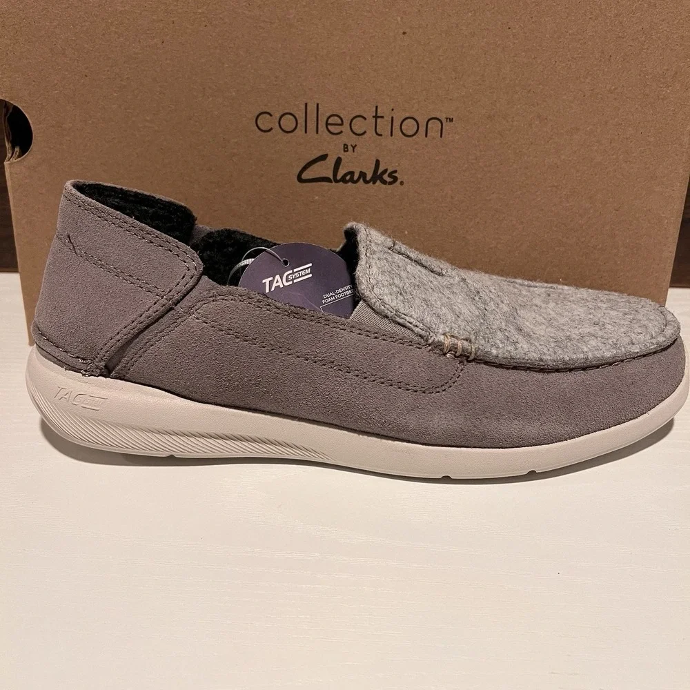 Clarks Men's Gorwin Step Grey Suede Casual Loafer‎ Shoes Size 8.5M